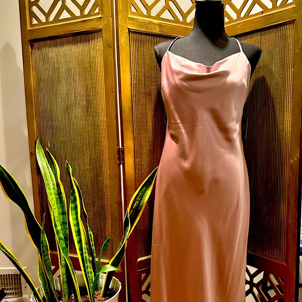Pink satin slip dress